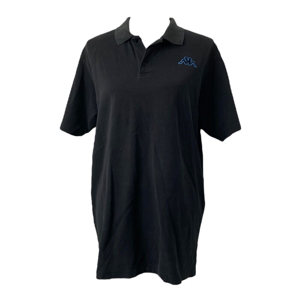Kappa Men's Polo Shirt Black and Blue Short Sleeve Cotton Knit Size XXL
